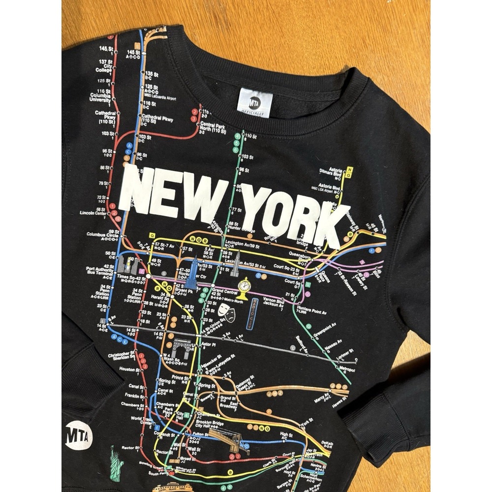 NYC New York City‎ Manhattan MTA Licensed Subway Map Men's Small Sweatshirt